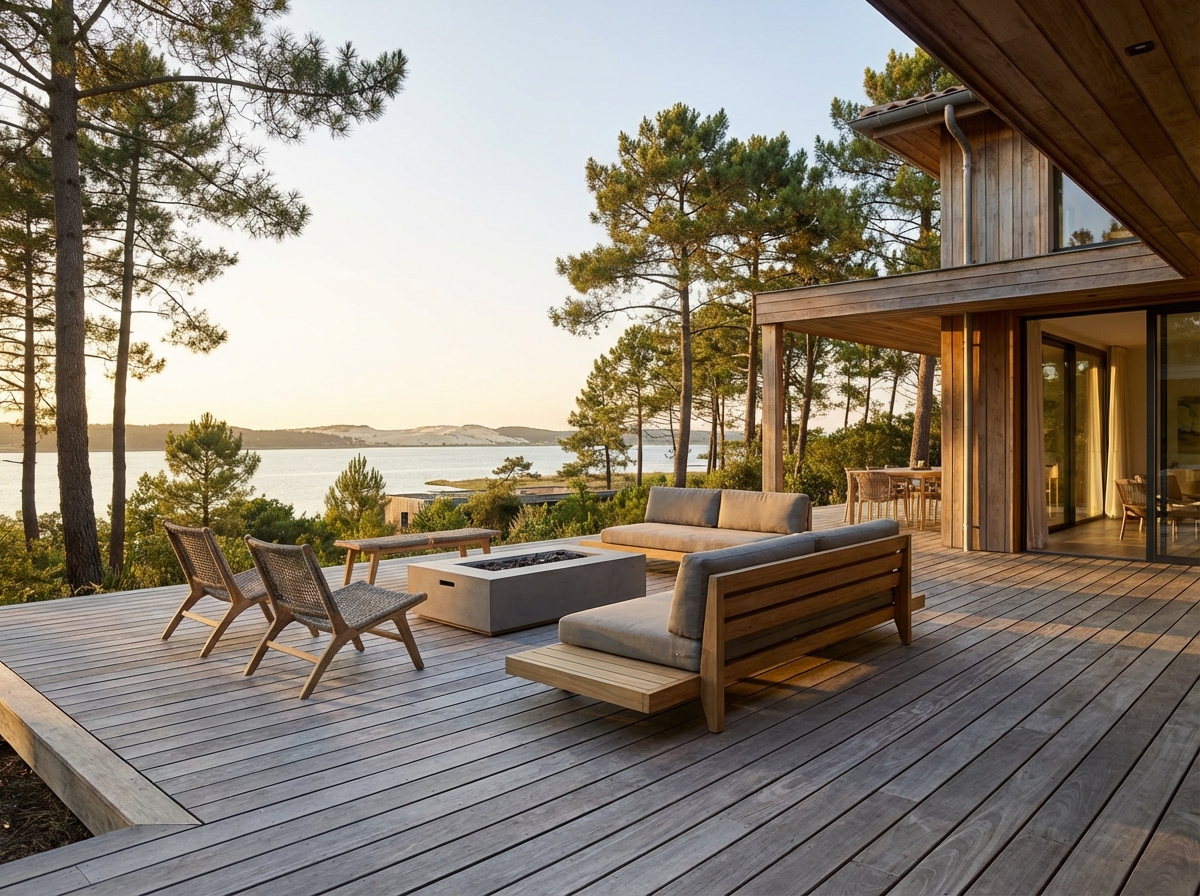 Terrasse Accoya 120 m² avec vue panoramique sur le lac d'Hossegor